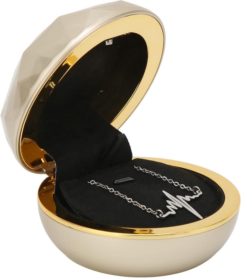 woobles Velvet Necklace Pendant Box,LED Light Pendant Necklace Gift Box,Exquisite Ring Gift Box Portable Jewelry Storage Display Case with Light for Marriage Proposal,Necklace Case & Organizer`(Gold) - Image 1